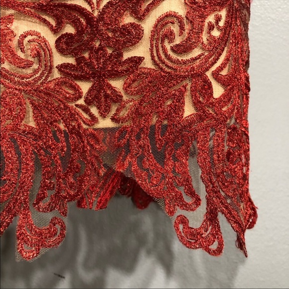 Red and Gold Lace Dress - Picture 3 of 7